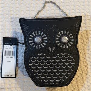 BCBG Black and Silver Owl Wristlet